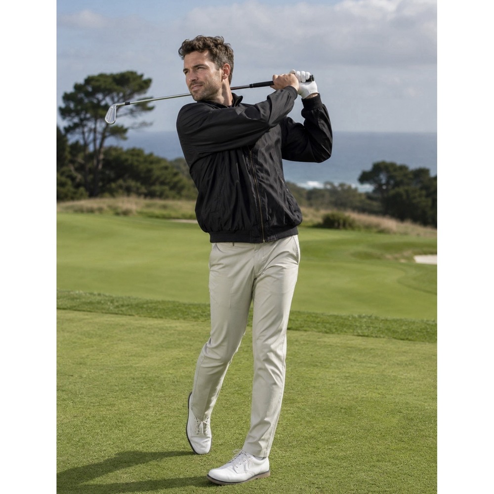 Weatherproof Garment Co Microfiber Golf Windbreaker Jacket Sz L ~ Matte Black